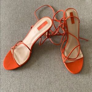 Orange strappy tie stilettos